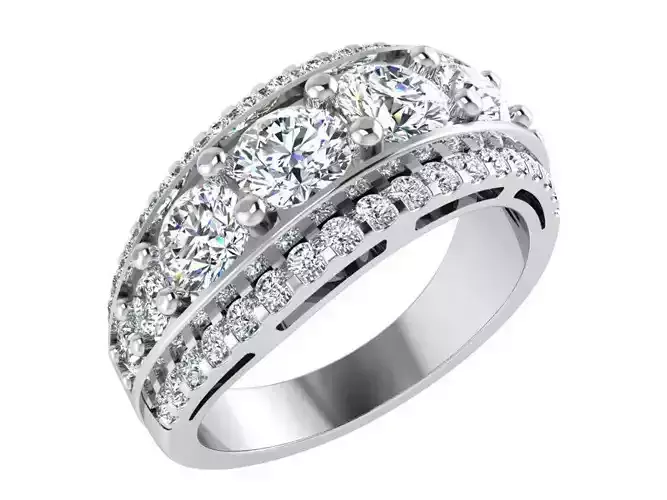 Round diamond stones ring 3374 3D print model 