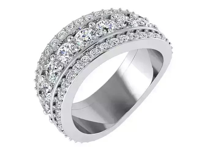 3-Row luxurious diamond ring 3375 3D print model 