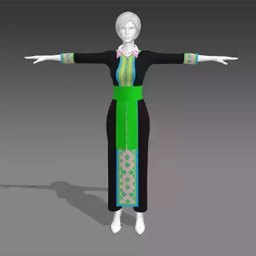 Hmong girl beautiful fashion clothes  3D model