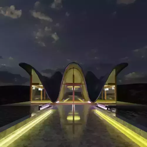 3D Model - Church with Curved Roof