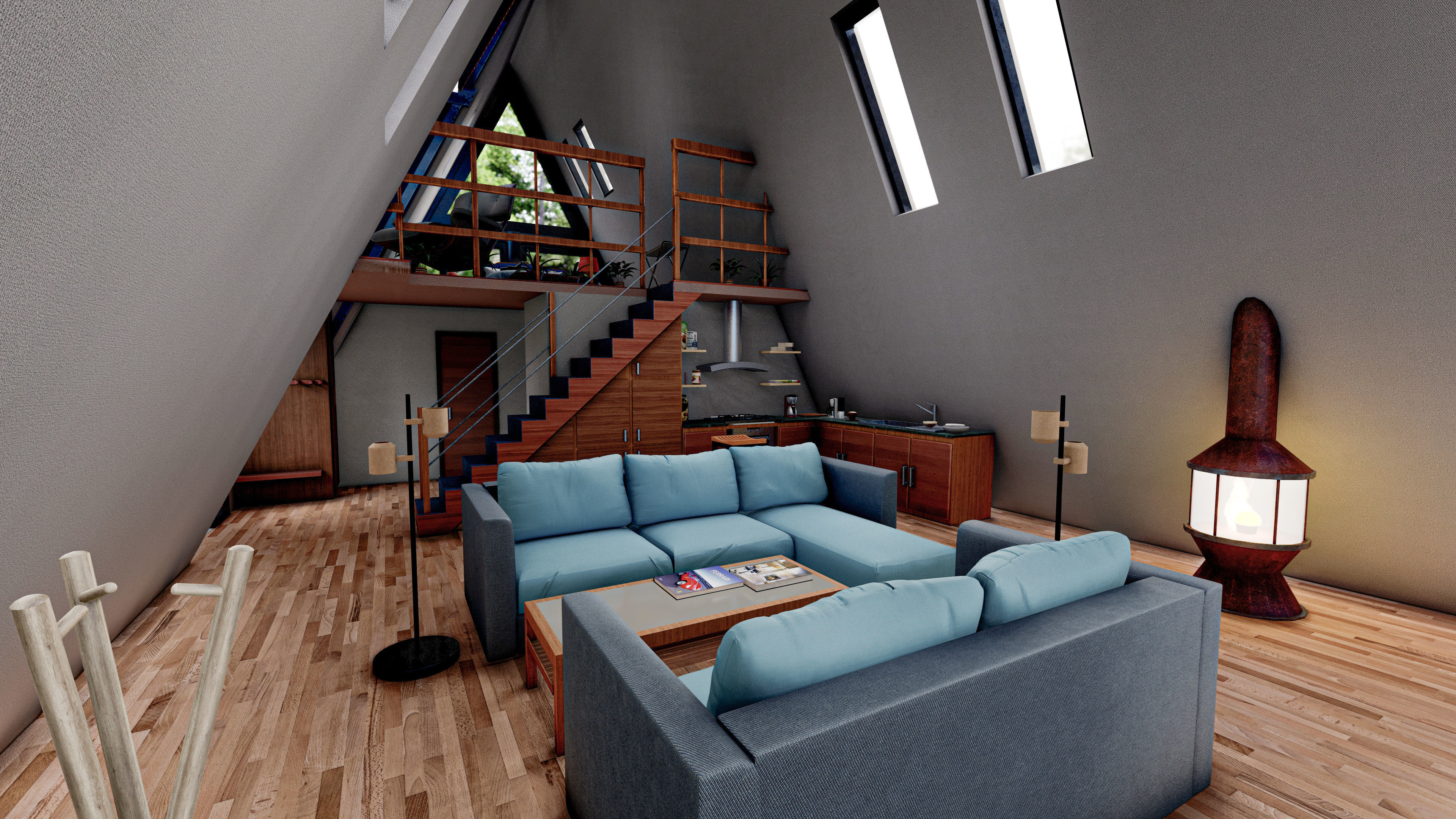 Two Storey A - Frame tiny house 3D model_5