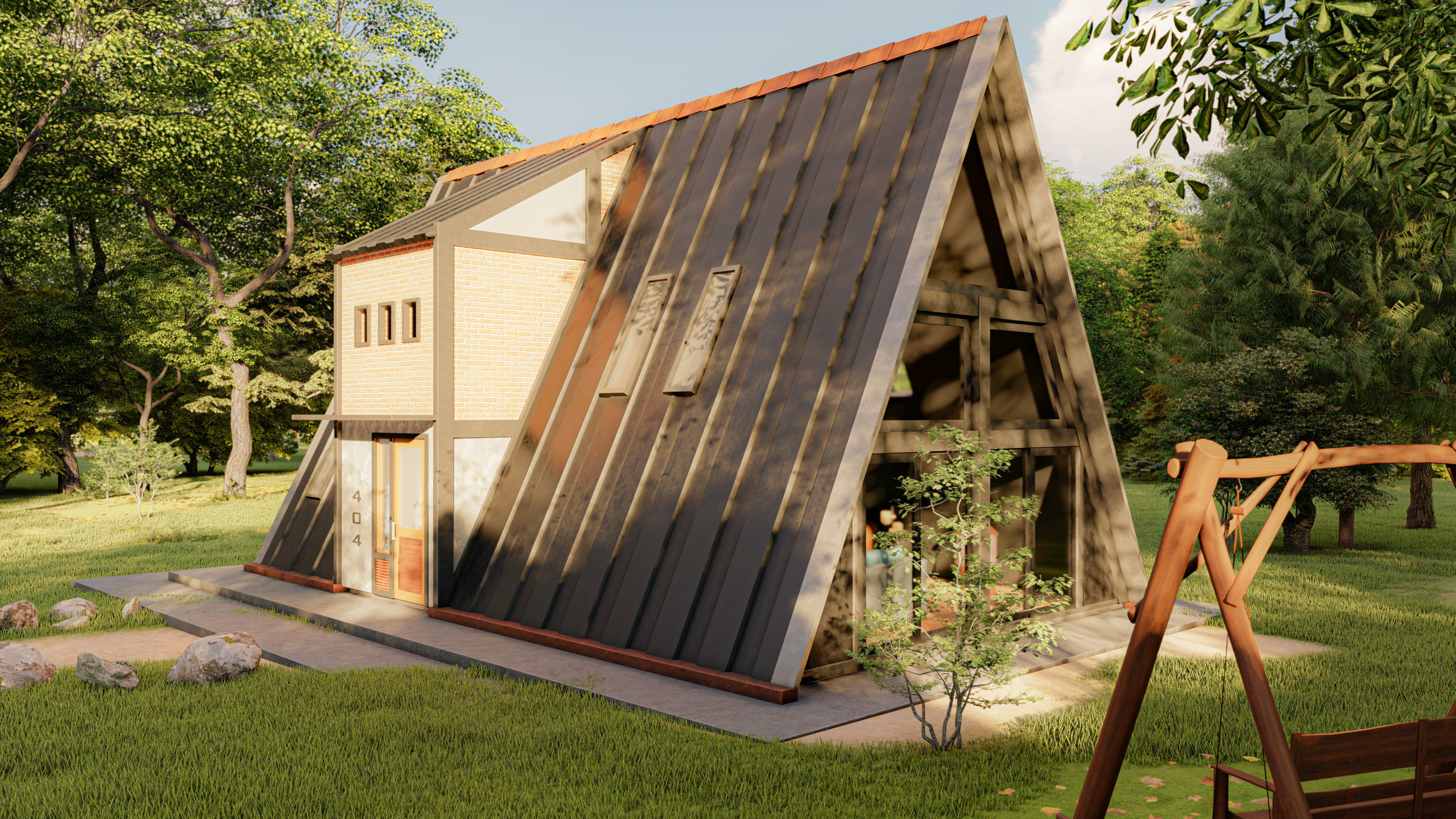 Two Storey A - Frame tiny house 3D model_2