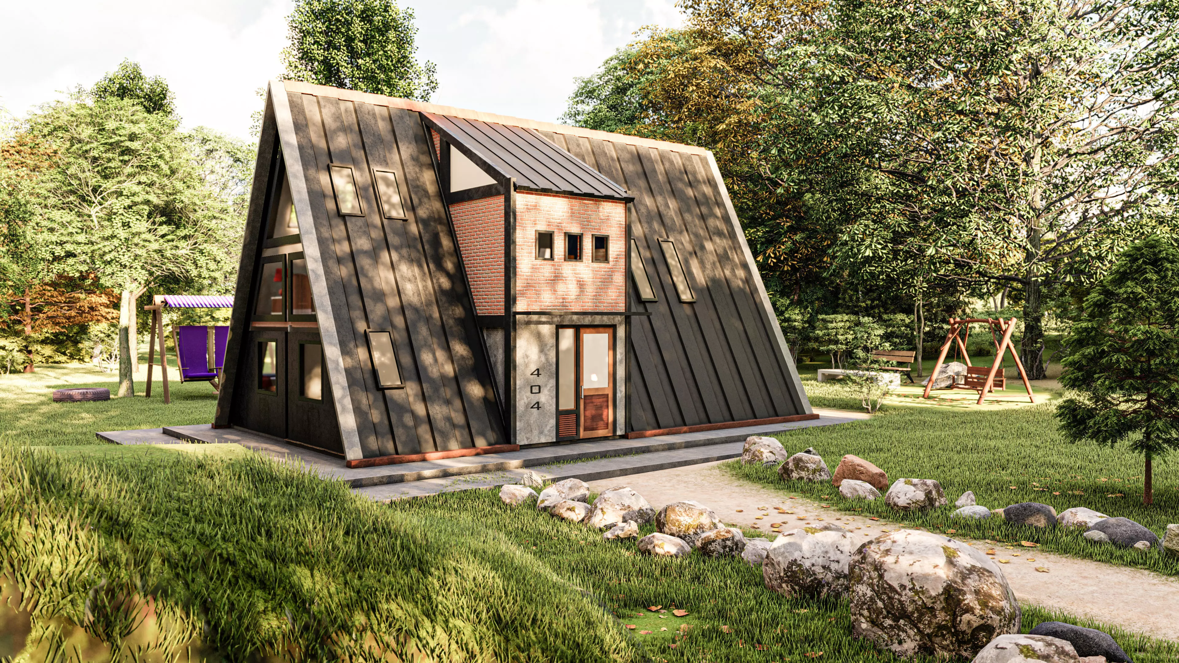 Two Storey A - Frame tiny house 3D model_0