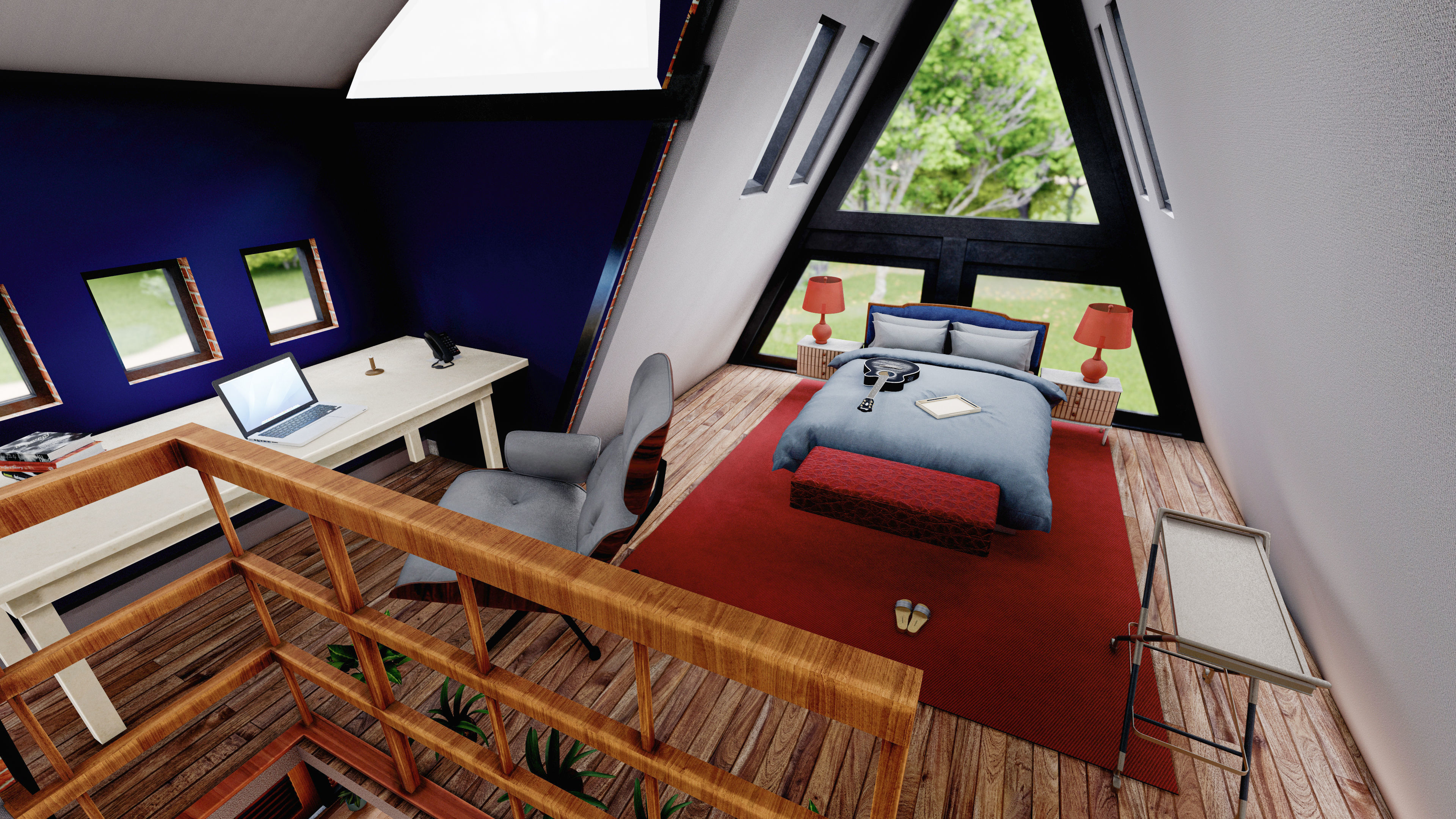 Two Storey A - Frame tiny house 3D model_3