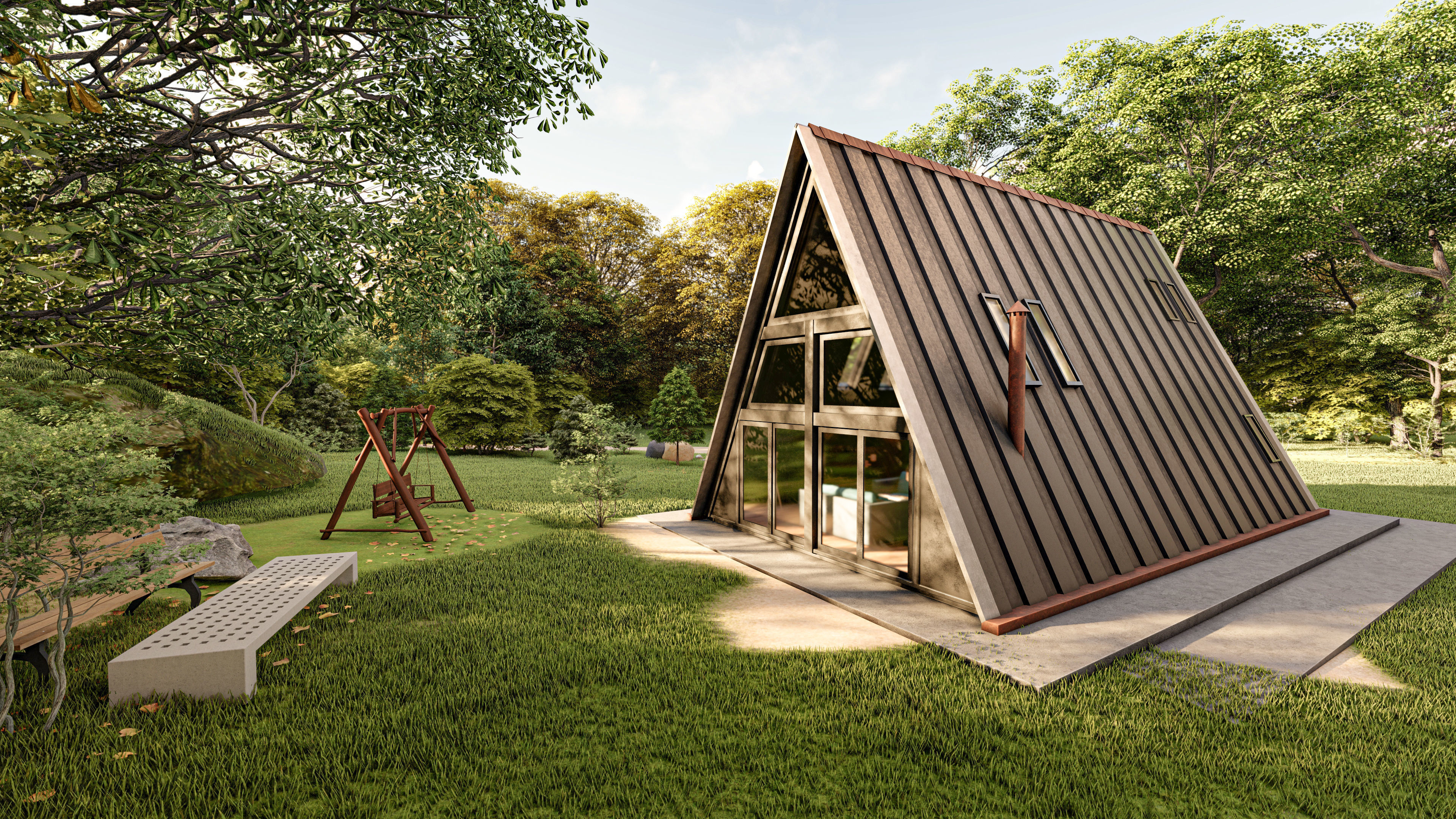 Two Storey A - Frame tiny house 3D model_8