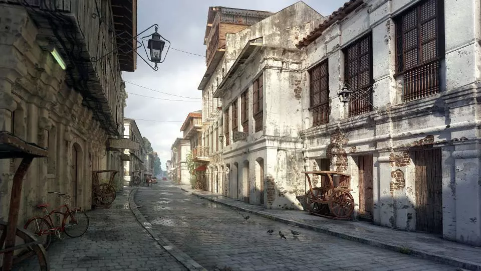 Antique Buildings With A Street 3D model_0