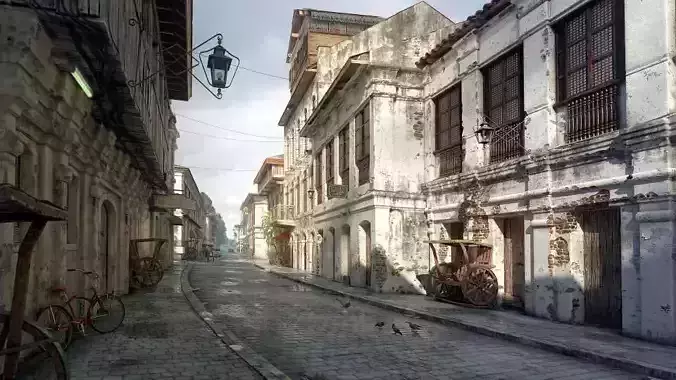 Antique Buildings With A Street 3D model