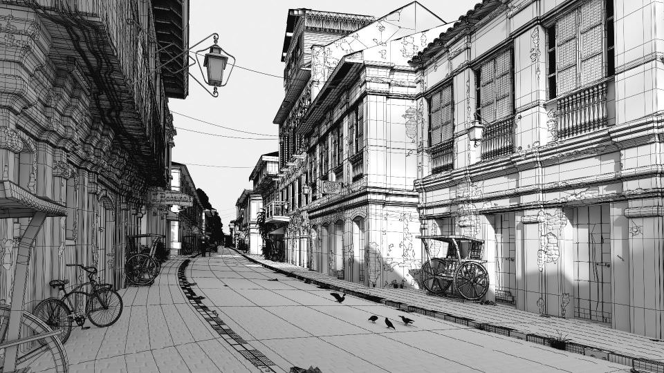 Antique Buildings With A Street 3D model_1