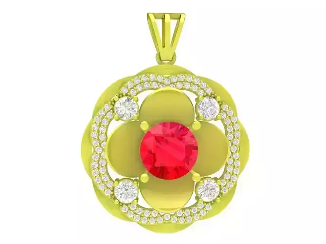 asian flower diamond pendant 4247