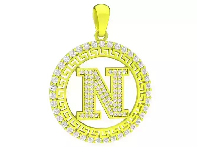 luxury diamond letter N pendant 4252