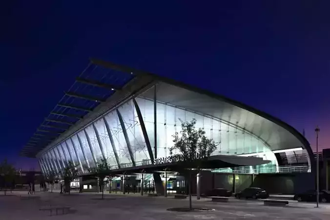 Central Shopping Mall Building With Parking