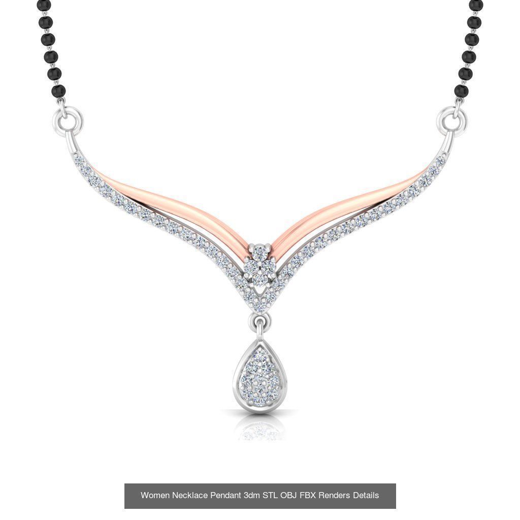 30 Women Necklace Pendants 3dm STL OBJ FBX Renders Details 3D Model Collection_7