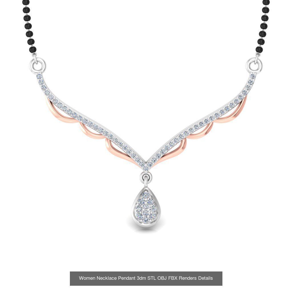 30 Women Necklace Pendants 3dm STL OBJ FBX Renders Details 3D Model Collection_3