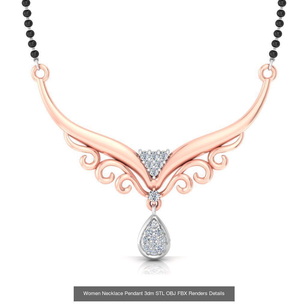 30 Women Necklace Pendants 3dm STL OBJ FBX Renders Details 3D Model Collection_18