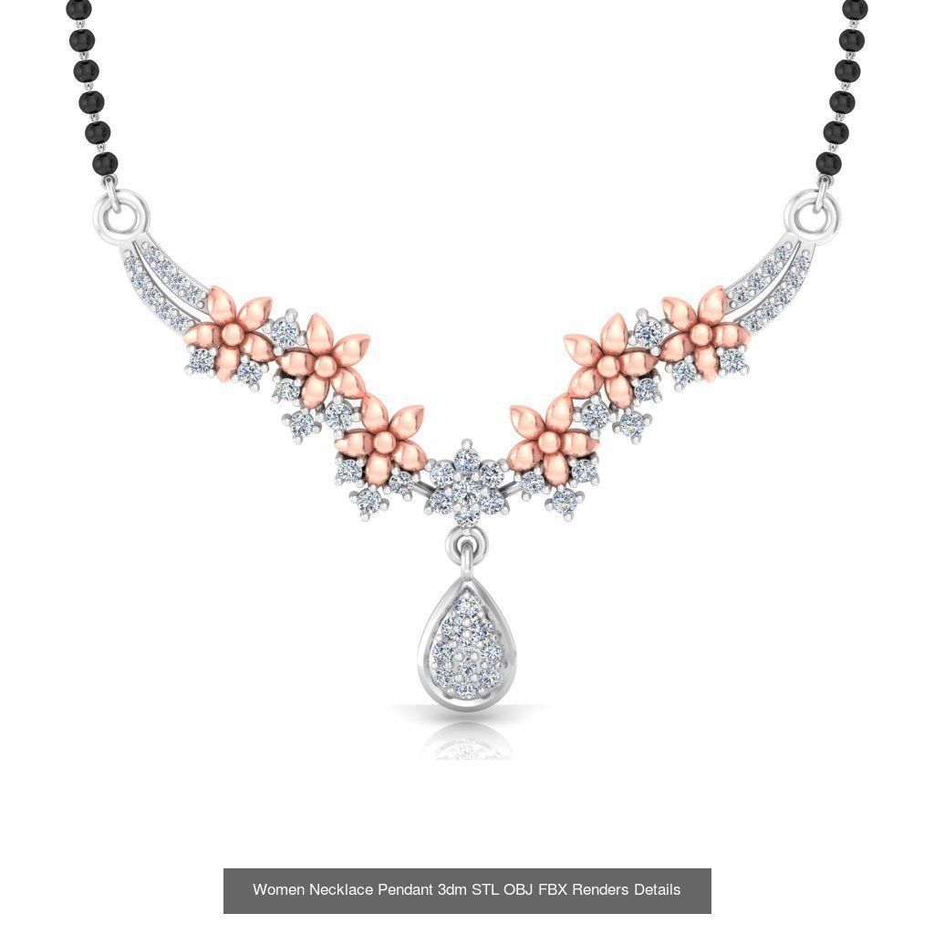 30 Women Necklace Pendants 3dm STL OBJ FBX Renders Details 3D Model Collection_8