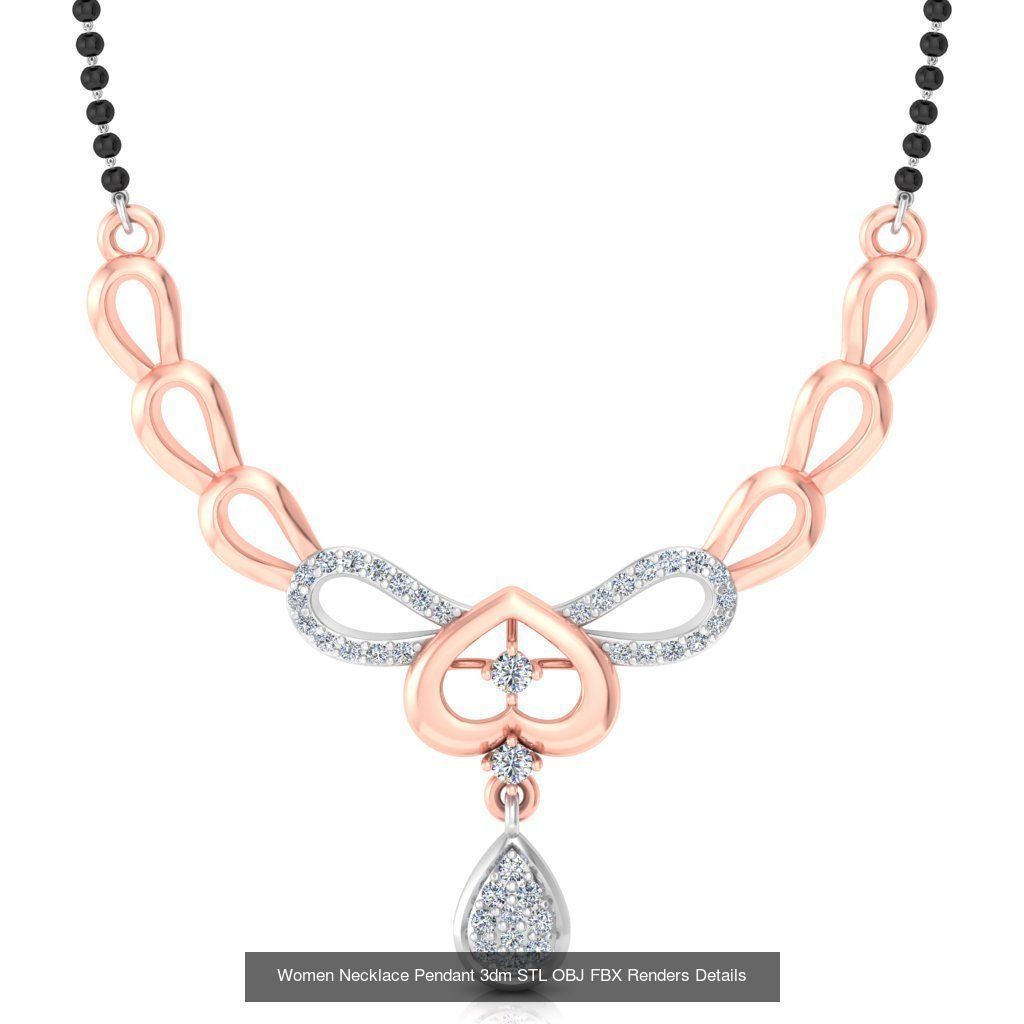 30 Women Necklace Pendants 3dm STL OBJ FBX Renders Details 3D Model Collection_14