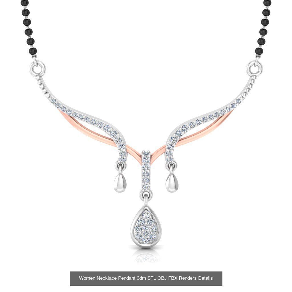 30 Women Necklace Pendants 3dm STL OBJ FBX Renders Details 3D Model Collection_22