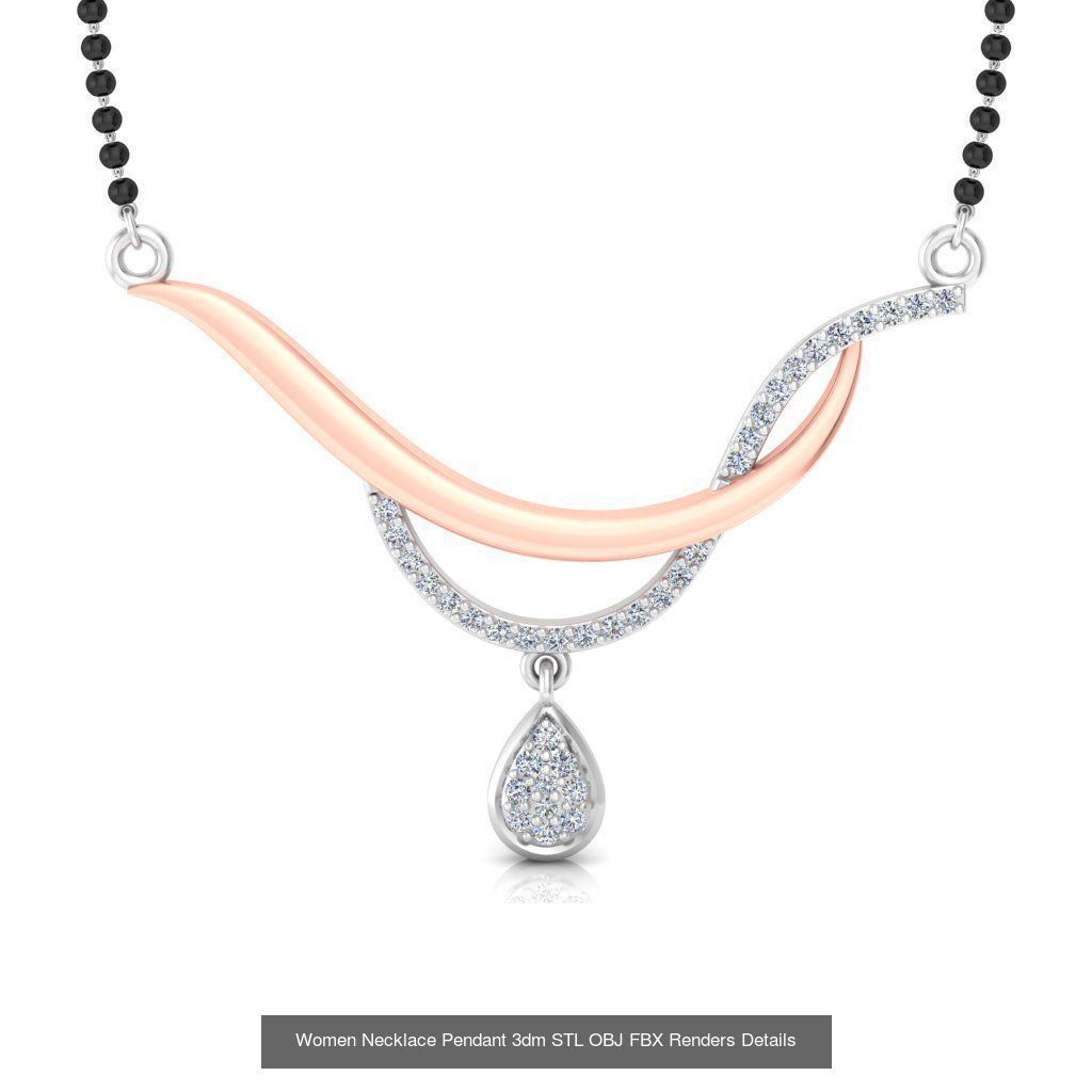 30 Women Necklace Pendants 3dm STL OBJ FBX Renders Details 3D Model Collection_10