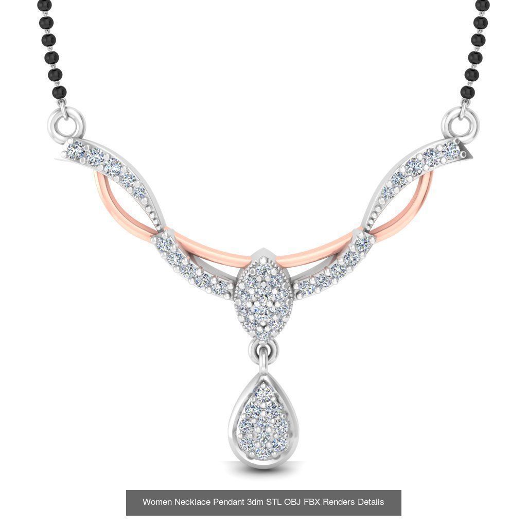 30 Women Necklace Pendants 3dm STL OBJ FBX Renders Details 3D Model Collection_28