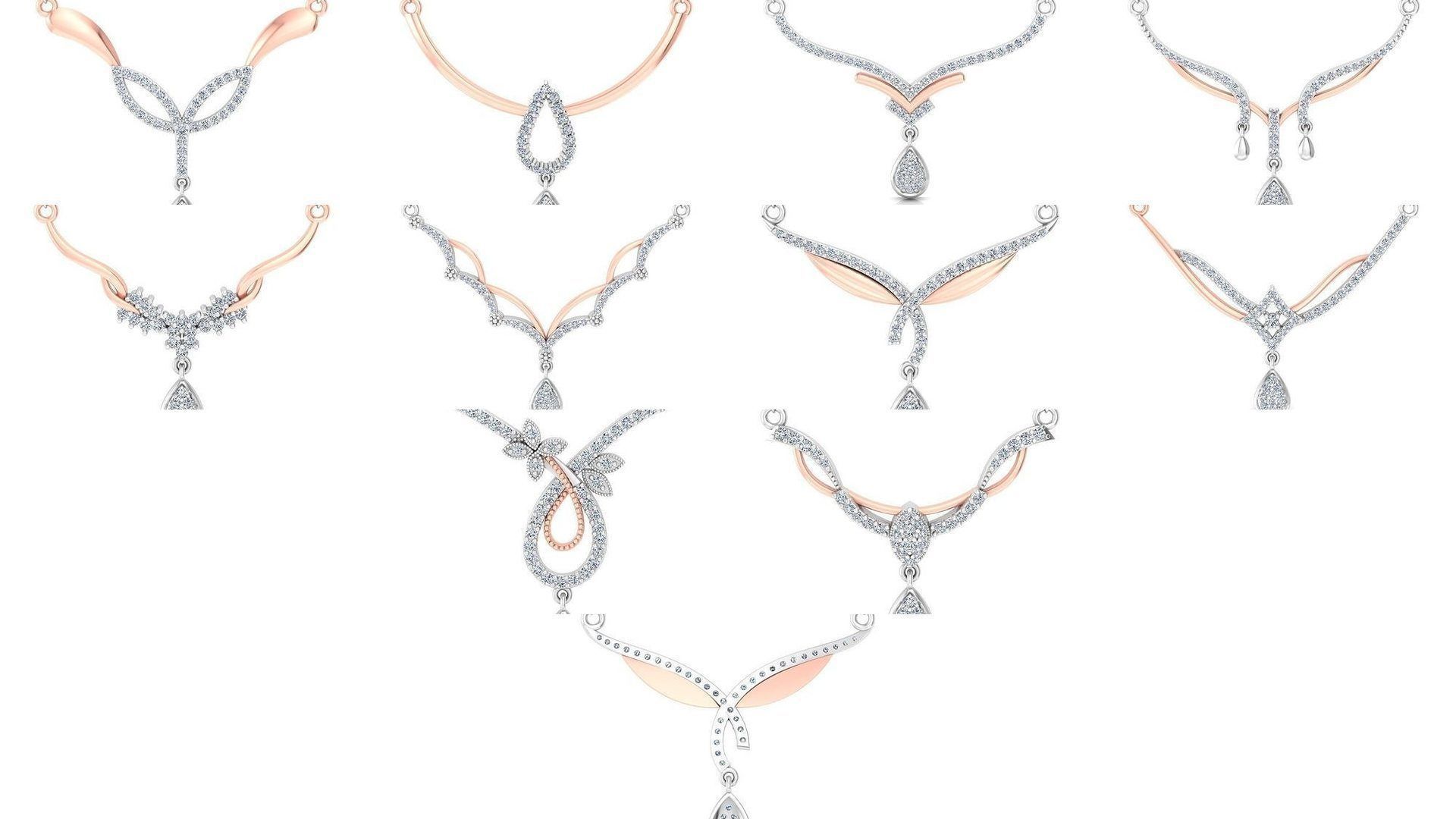 30 Women Necklace Pendants 3dm STL OBJ FBX Renders Details 3D Model Collection_1