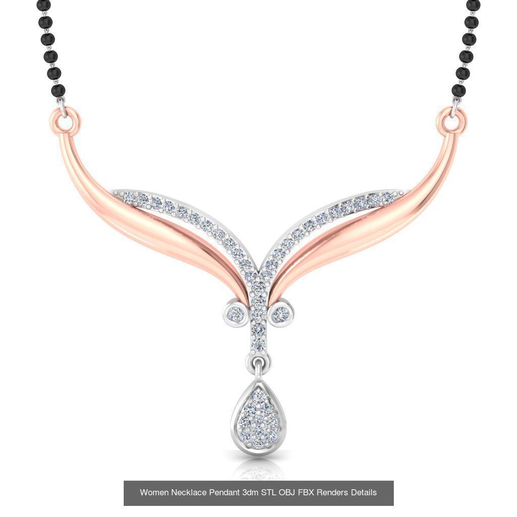 30 Women Necklace Pendants 3dm STL OBJ FBX Renders Details 3D Model Collection_16