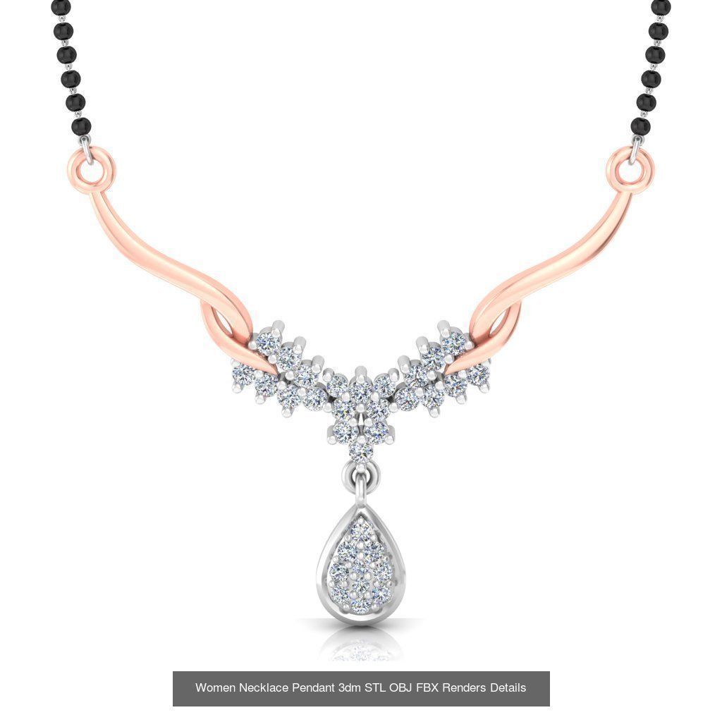 30 Women Necklace Pendants 3dm STL OBJ FBX Renders Details 3D Model Collection_23