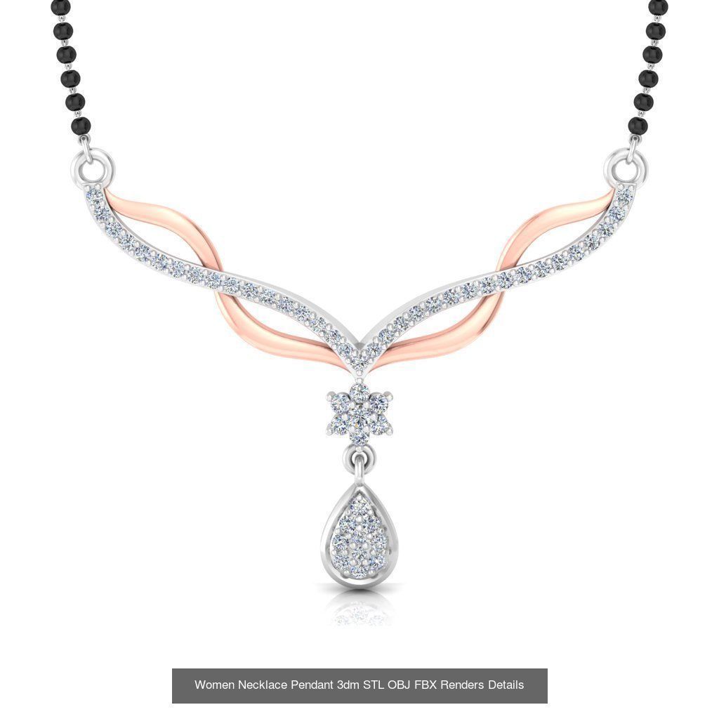 30 Women Necklace Pendants 3dm STL OBJ FBX Renders Details 3D Model Collection_30