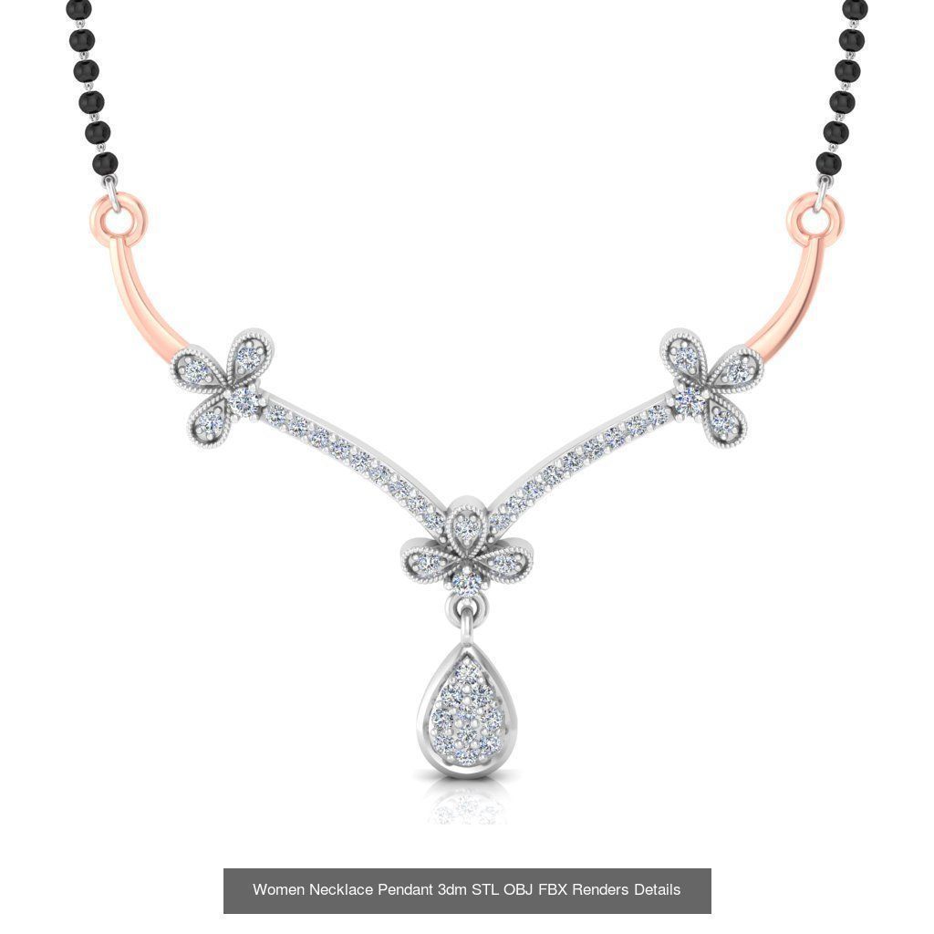 30 Women Necklace Pendants 3dm STL OBJ FBX Renders Details 3D Model Collection_31