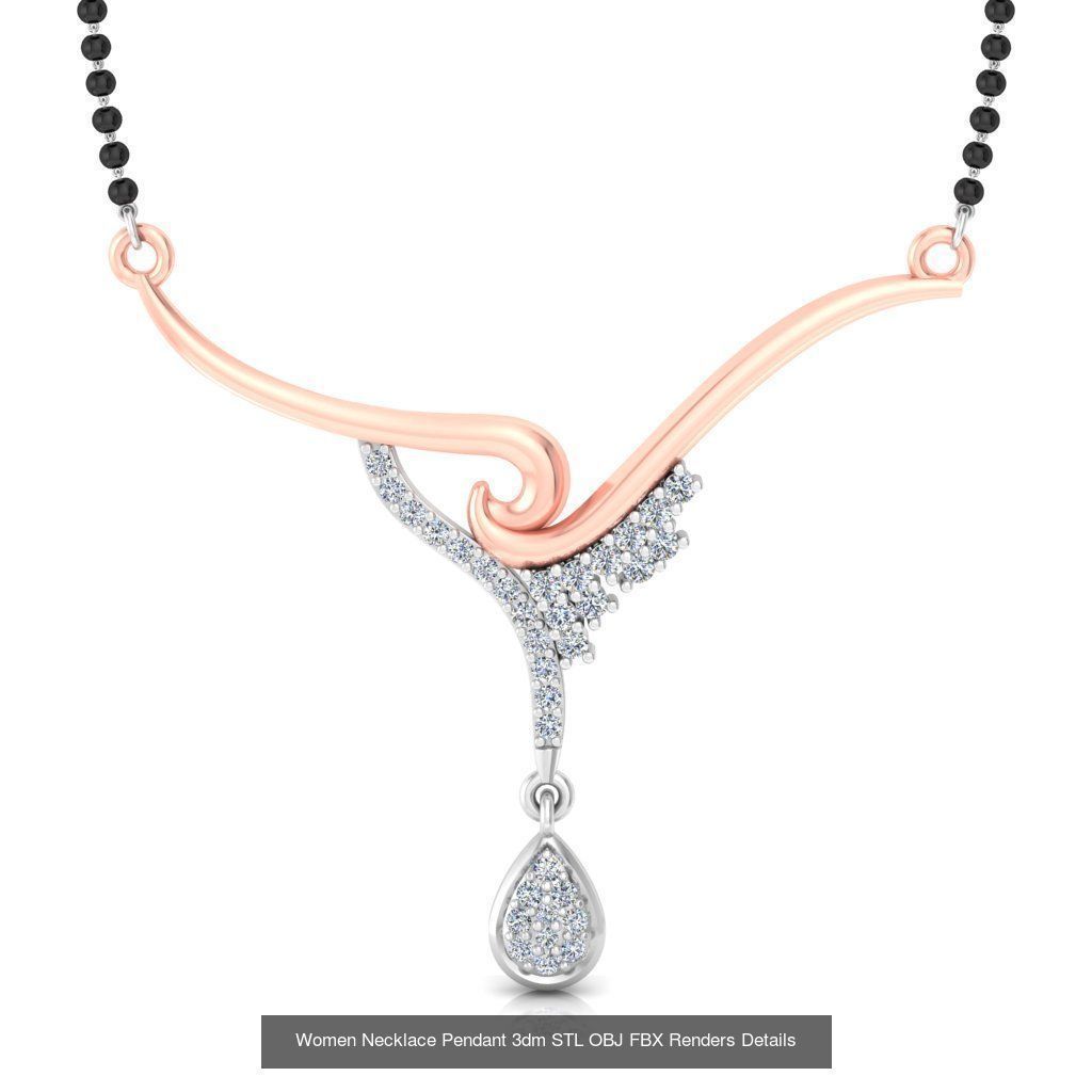 30 Women Necklace Pendants 3dm STL OBJ FBX Renders Details 3D Model Collection_17