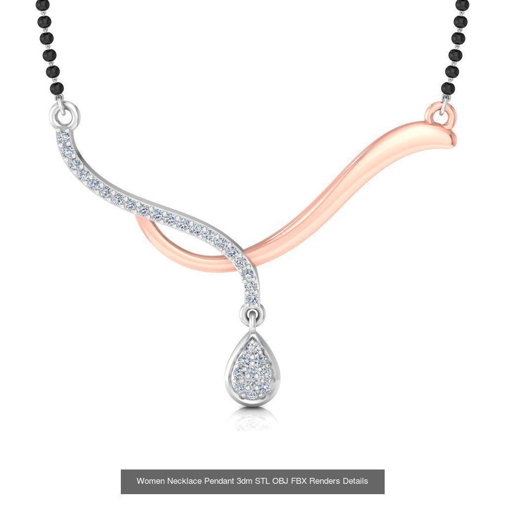 30 Women Necklace Pendants 3dm STL OBJ FBX Renders Details 3D Model Collection_12