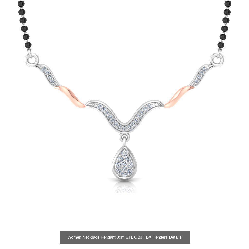 30 Women Necklace Pendants 3dm STL OBJ FBX Renders Details 3D Model Collection_4