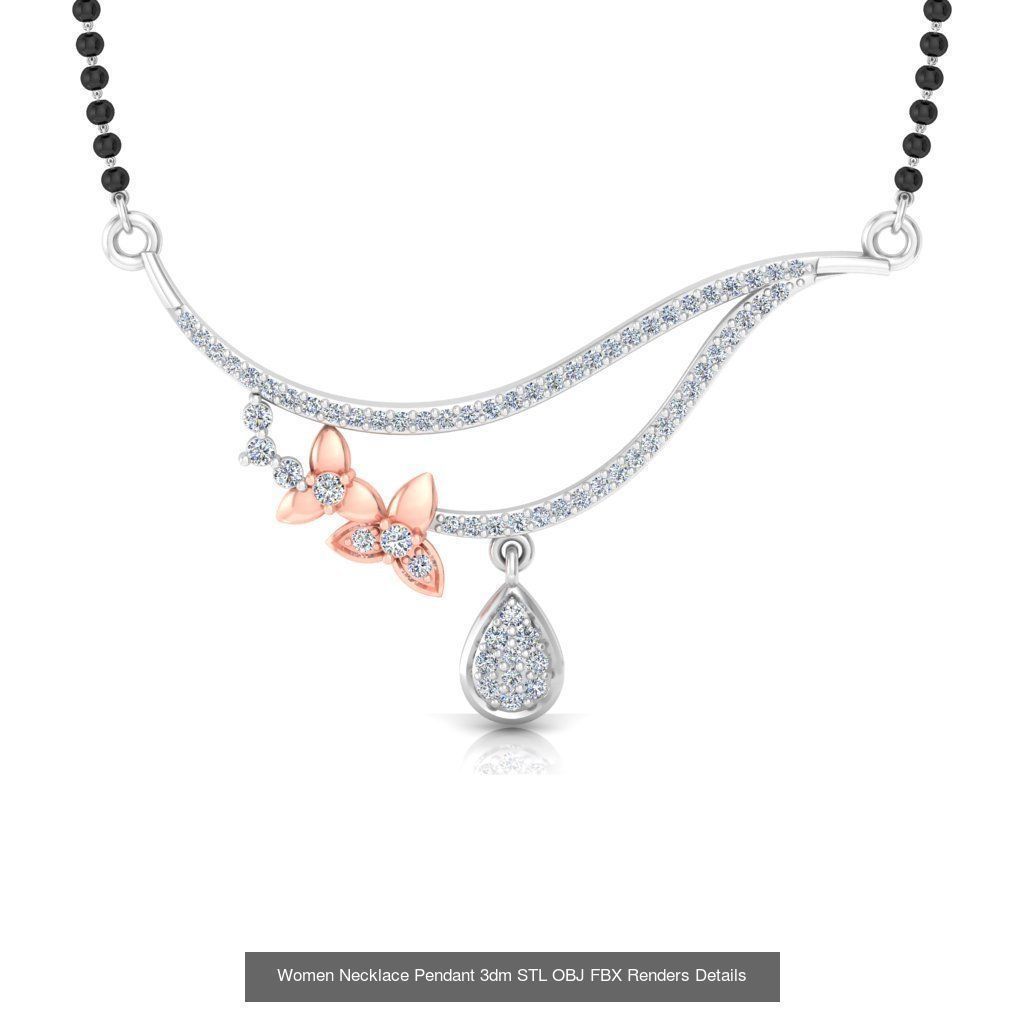 30 Women Necklace Pendants 3dm STL OBJ FBX Renders Details 3D Model Collection_6