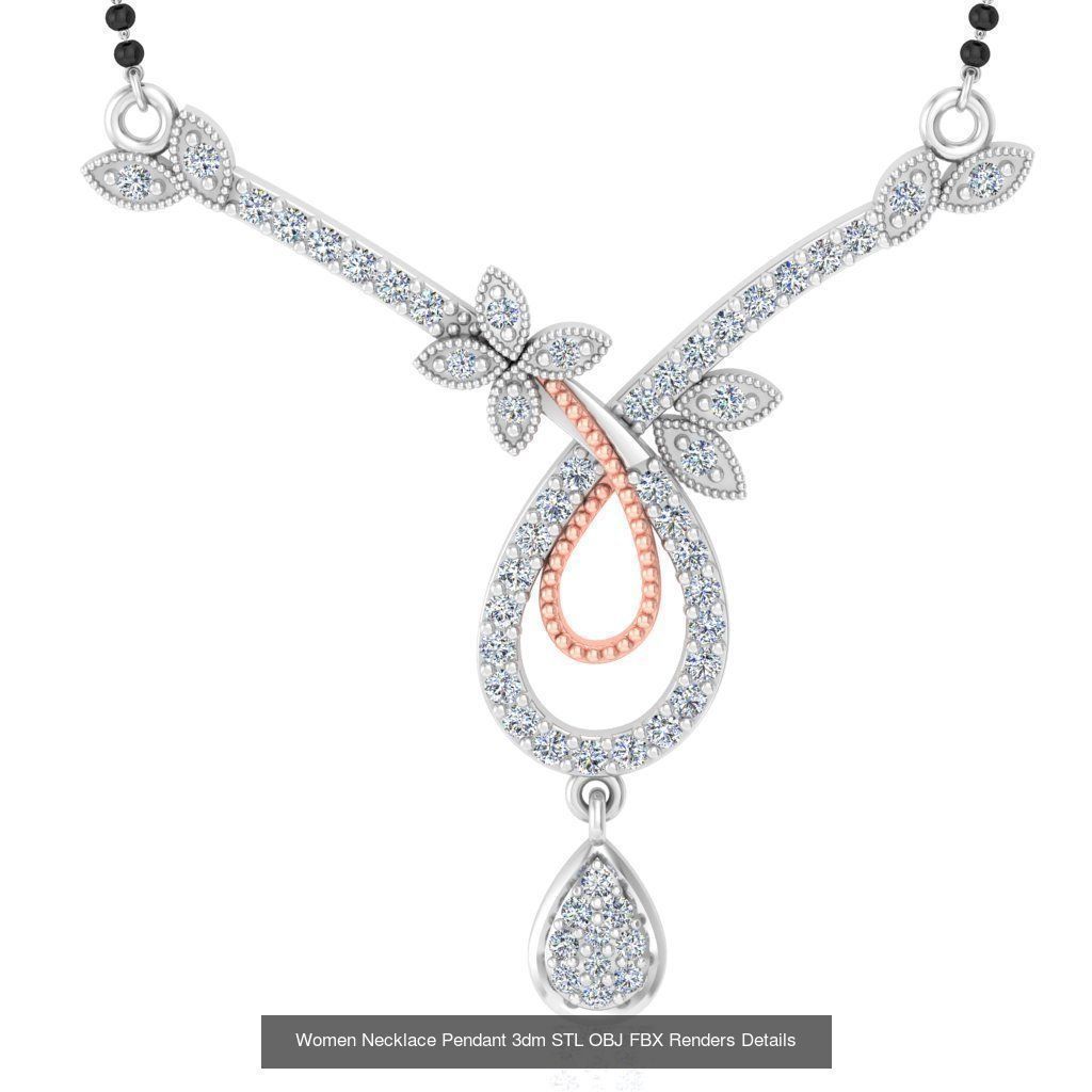 30 Women Necklace Pendants 3dm STL OBJ FBX Renders Details 3D Model Collection_27