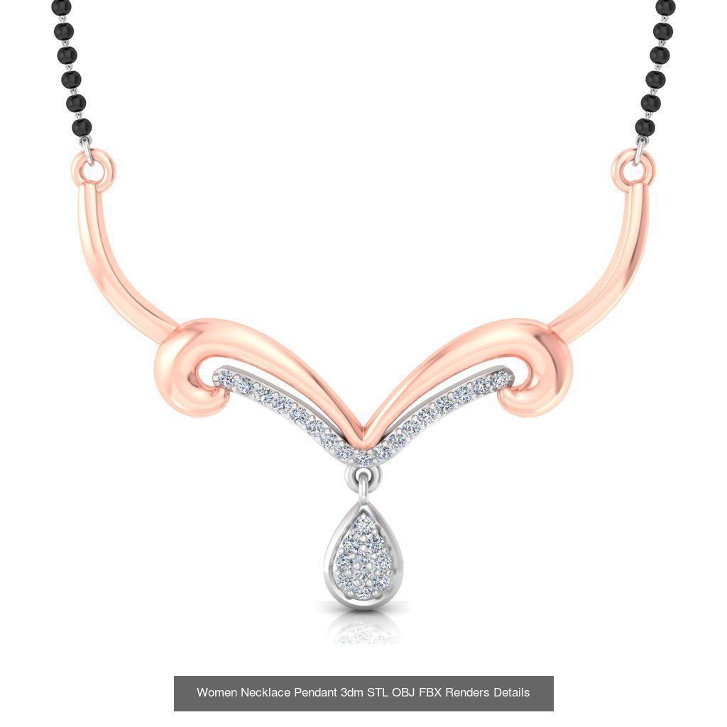 30 Women Necklace Pendants 3dm STL OBJ FBX Renders Details 3D Model Collection_13