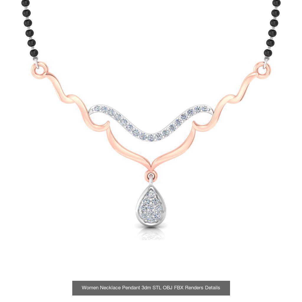 30 Women Necklace Pendants 3dm STL OBJ FBX Renders Details 3D Model Collection_11