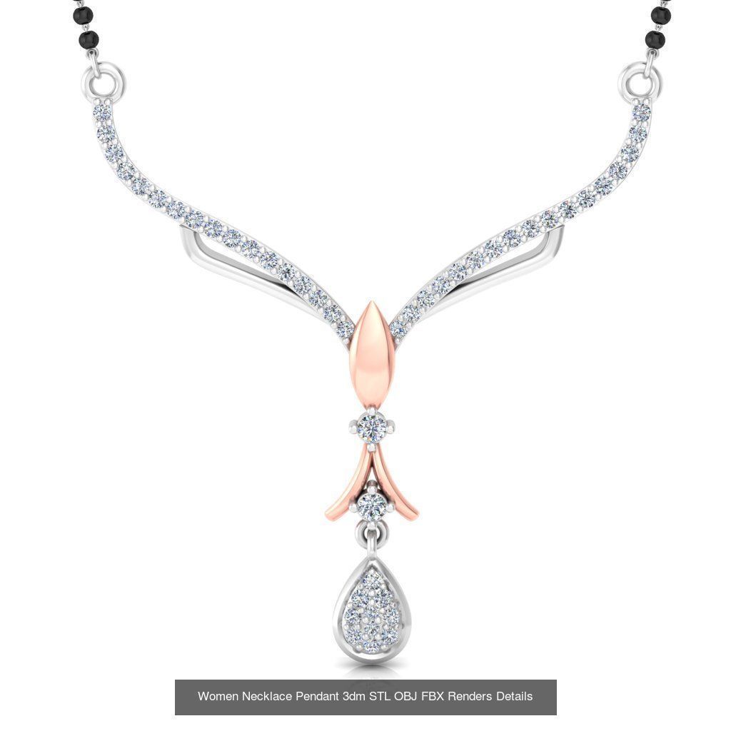 30 Women Necklace Pendants 3dm STL OBJ FBX Renders Details 3D Model Collection_29