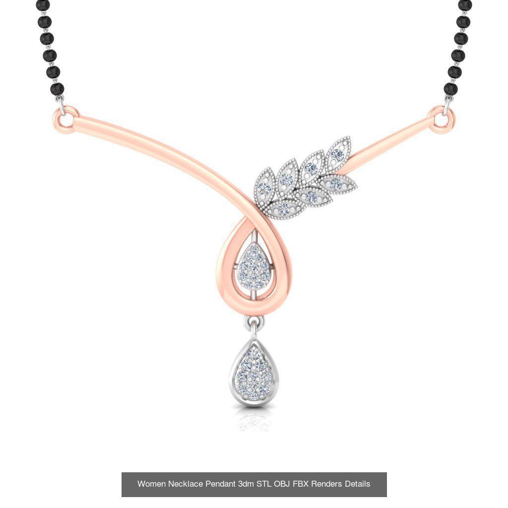 30 Women Necklace Pendants 3dm STL OBJ FBX Renders Details 3D Model Collection_32