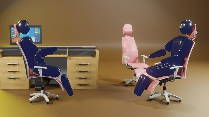 Office desk and chair 3D model
