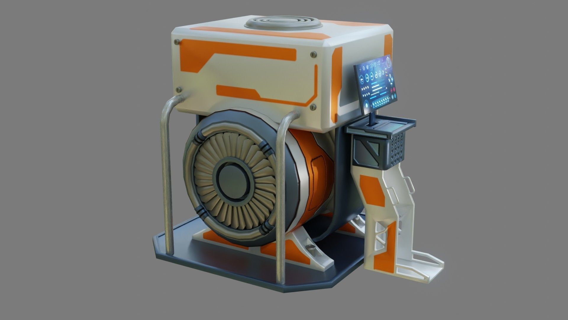 Sci-Fi Computer - Game Ready - PBR Low-poly 3D model_7