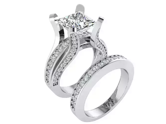 Round chain style diamond ring with band 3380 3D print model 