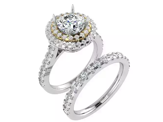 2-Row round diamond ring with band 3384 3D print model 