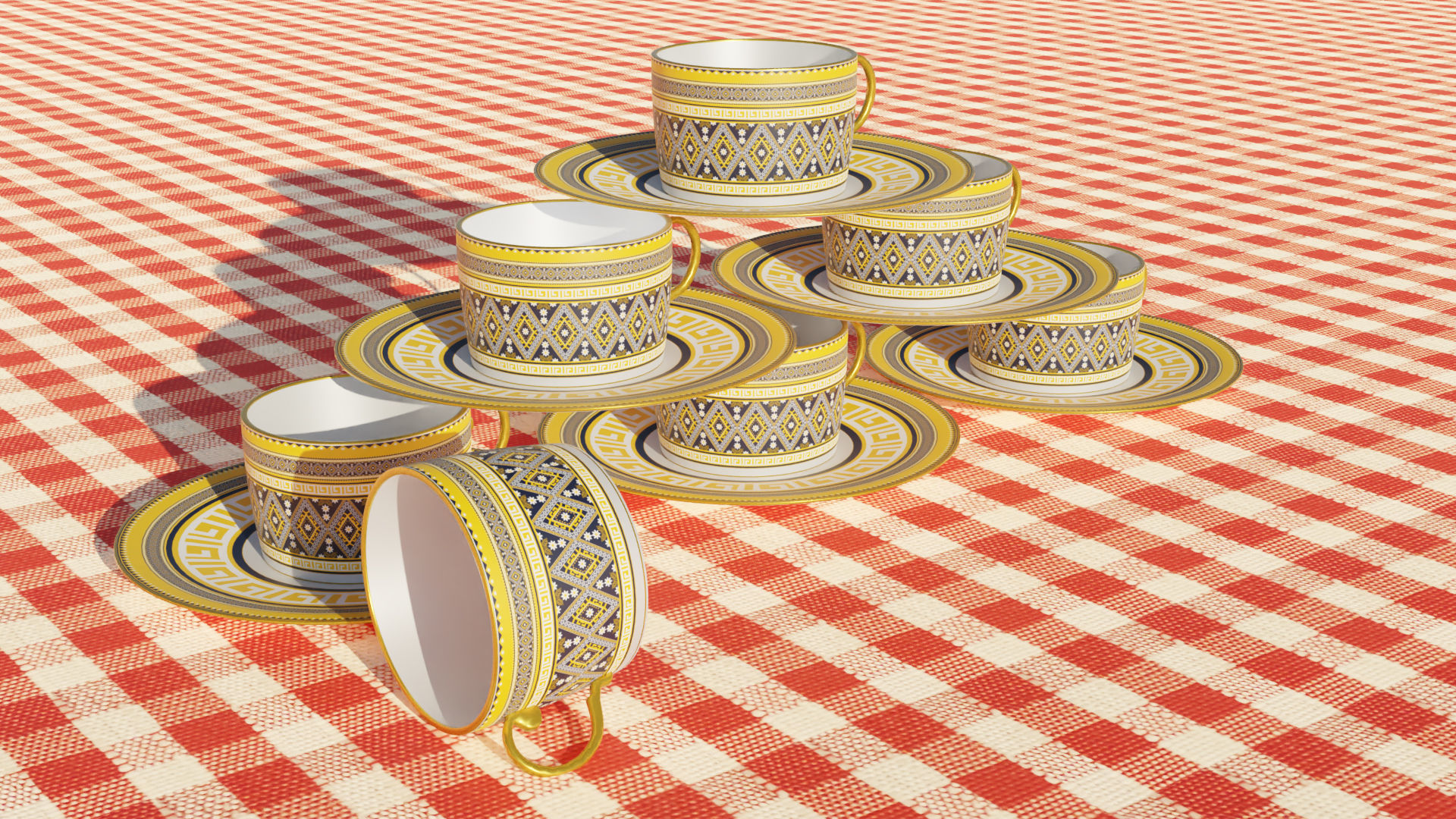 Set of Tea Cups 3D model_1