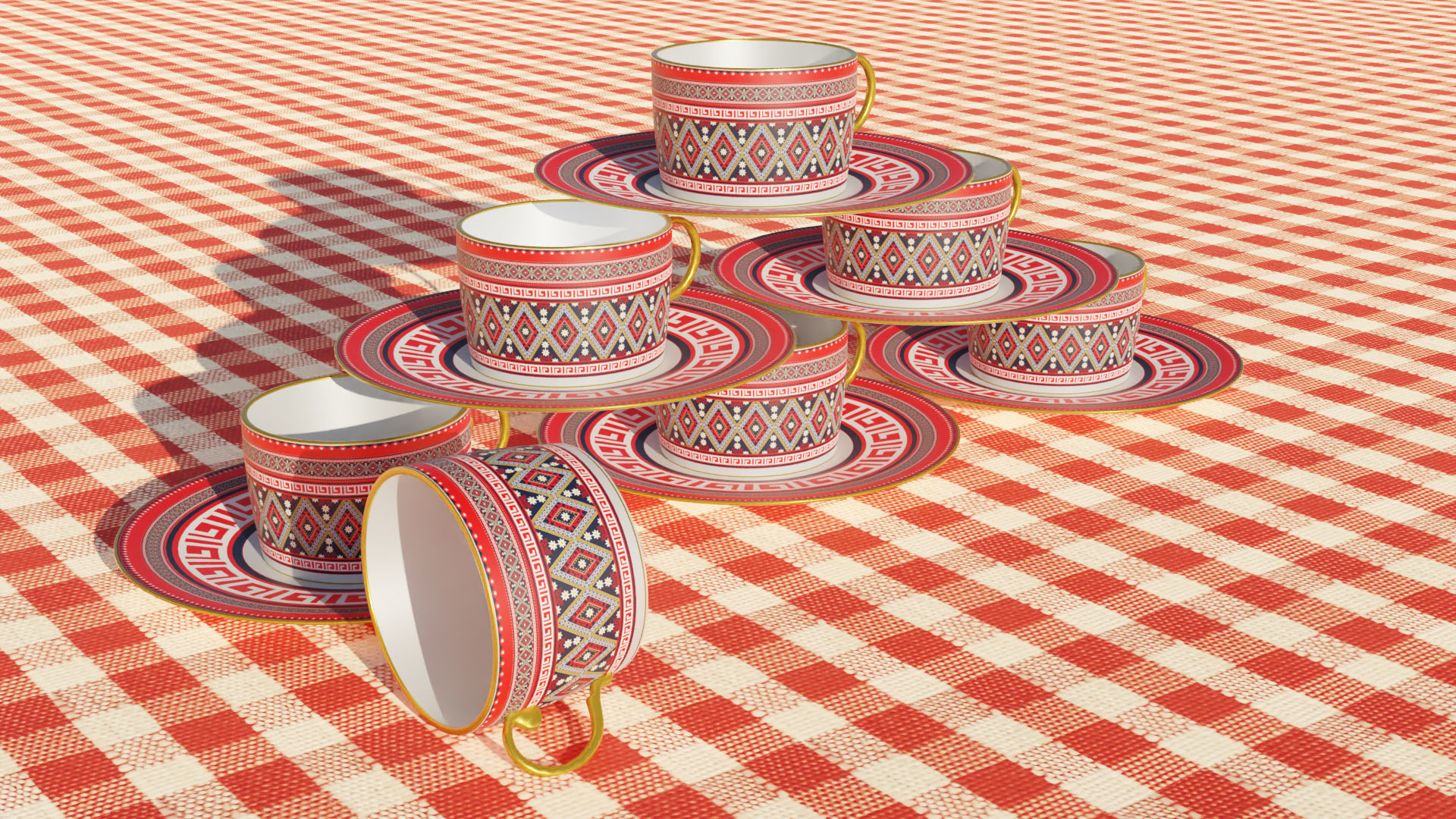 Set of Tea Cups 3D model_2