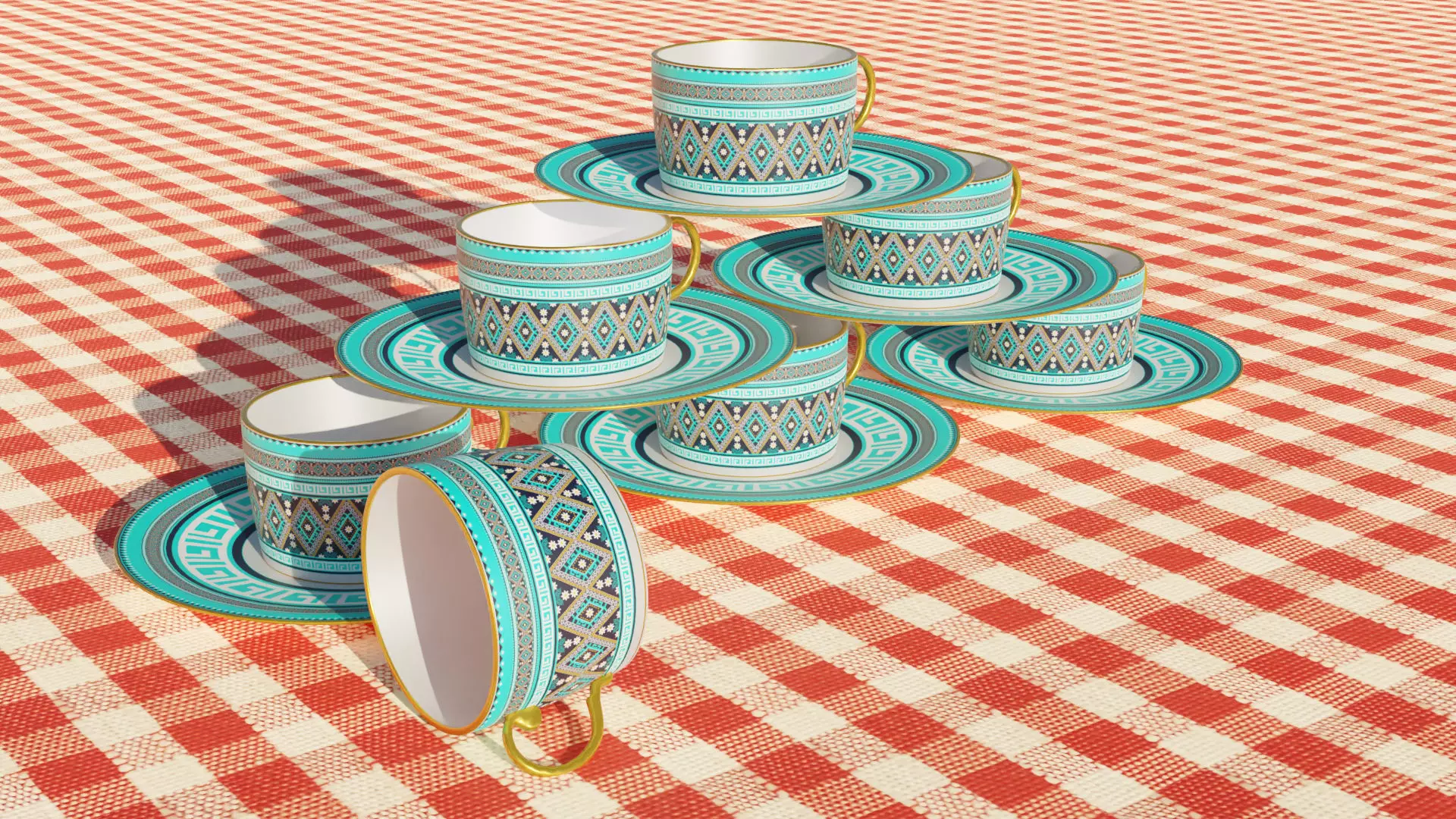 Set of Tea Cups 3D model_0