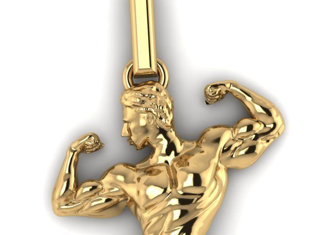 body builder pendant  3D print model_3