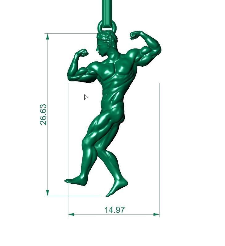 body builder pendant  3D print model_6
