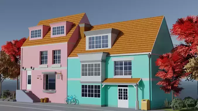 Street View of cartoon house 