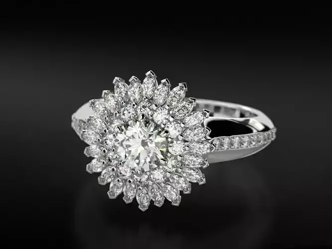 Exclusive ring with diamonds and marquises 764