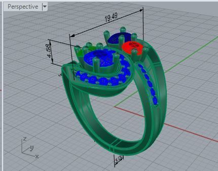 Colorful diamond textured ring 3390 3D print model 3D print model_7