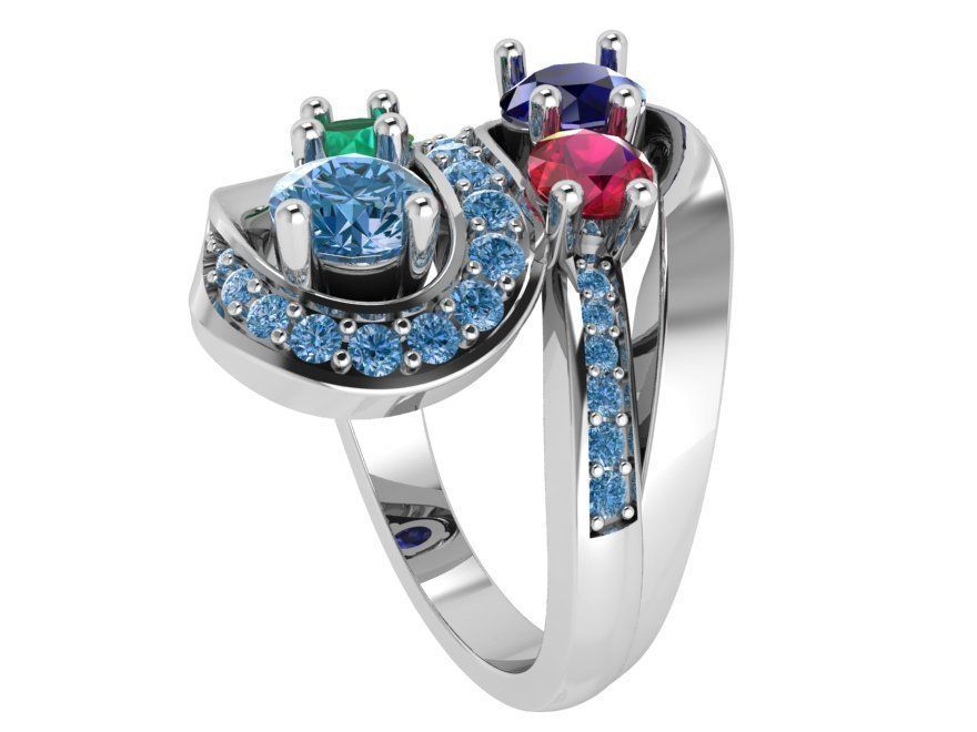 Colorful diamond textured ring 3390 3D print model 3D print model_2